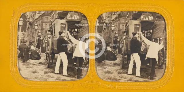 Genre scene: people entering carriage, 1860-1869. Creator: Adolphe Block.