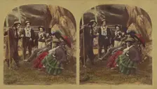 Genre scene: well-dressed group talking to a peasant, about 1865. Creator: London Stereoscopic & Photographic Co