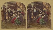 Genre scene: well-dressed group talking to a peasant, about 1865. Creator: London Stereoscopic & Photographic Co