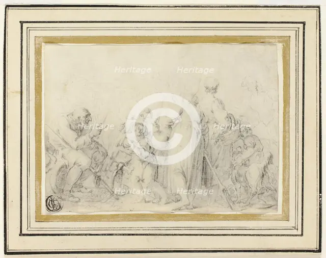 Genre Scene with Old Man, Peasant Women and Children, n.d. Creator: Unknown.