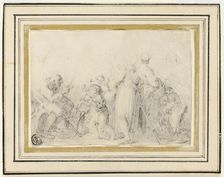 Genre Scene with Old Man, Peasant Women and Children, n.d. Creator: Unknown