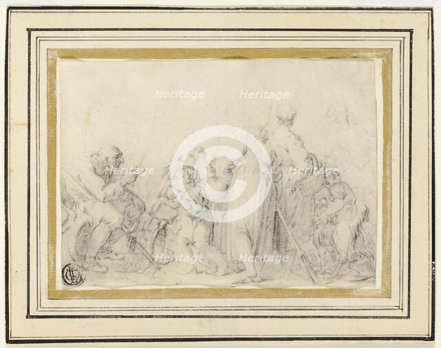 Genre Scene with Old Man, Peasant Women and Children, n.d. Creator: Unknown.