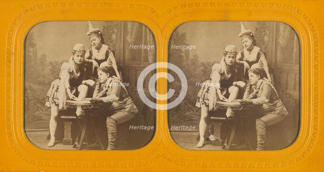 Genre scene: three women in costume, 1855-1860. Creator: Unknown.