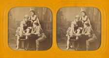 Genre scene: three women in costume, 1855-1860. Creator: Unknown