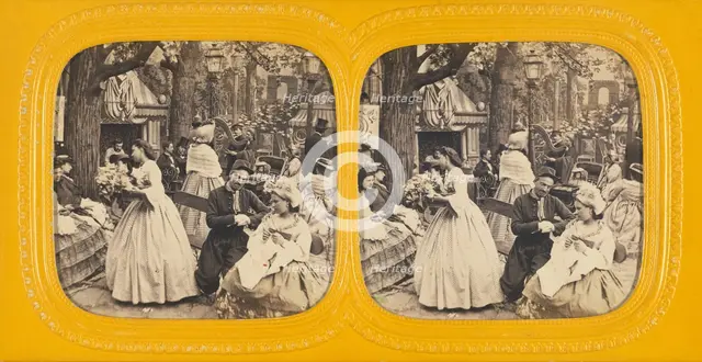 Genre street scene, 1860s. Creator: E Lamy.