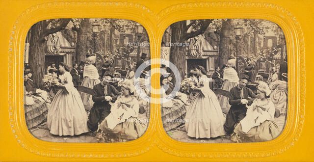 Genre street scene, 1860s. Creator: E Lamy.