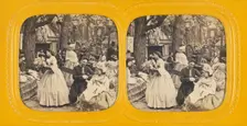 Genre street scene, 1860s. Creator: E Lamy