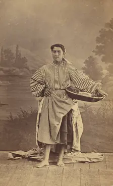 Genre portrait of an unidentified woman holding a basket, 1870-1875. Creator: Ferdinand Berillon