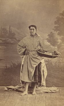 Genre portrait of an unidentified woman holding a basket, 1870-1875. Creator: Ferdinand Berillon