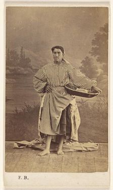 Genre portrait of an unidentified woman holding a basket, 1870-1875. Creator: Ferdinand Berillon
