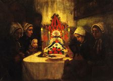 Gens d'Ouessant veillant un enfant mort, c.1899. Creator: Charles Cottet