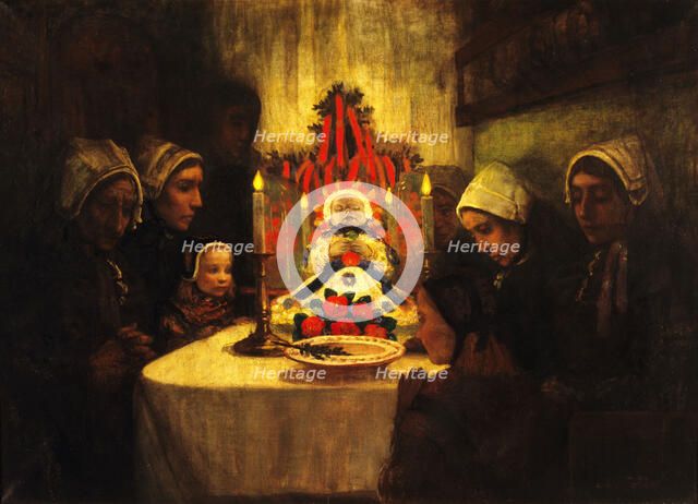 Gens d'Ouessant veillant un enfant mort, c.1899. Creator: Charles Cottet.