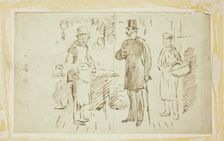 Gent in Tall Hat Addressing Butcher, n.d. Creator: Charles Samuel Keene