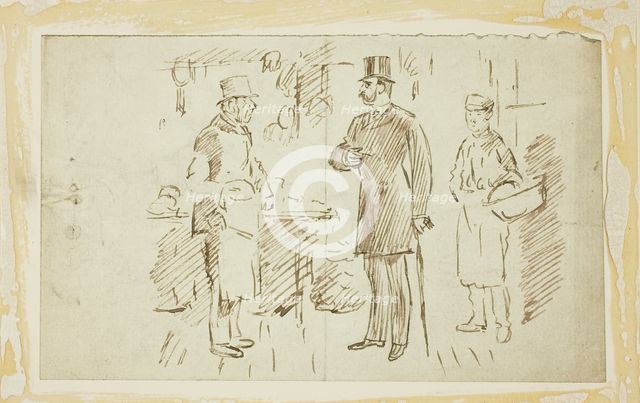 Gent in Tall Hat Addressing Butcher, n.d. Creator: Charles Samuel Keene.