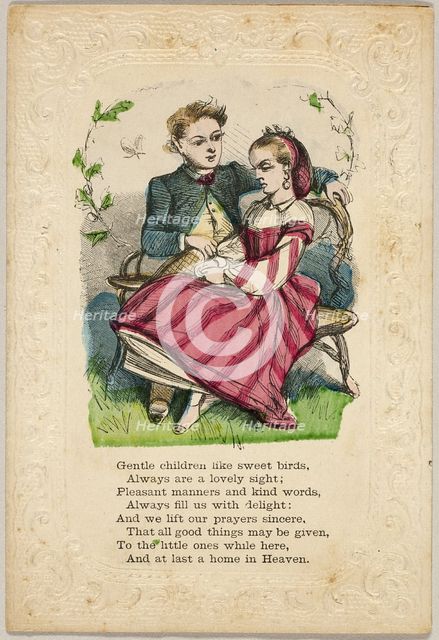 Gentle Children Like Sweet Birds (valentine), 1860/69. Creator: Unknown.