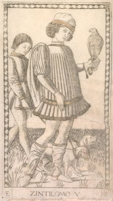 Gentleman (from the Tarocchi series E: Conditions of Man, #5), c. 1465. Creator: Master of the E-Series Tarocchi (Italian, 15th century)
