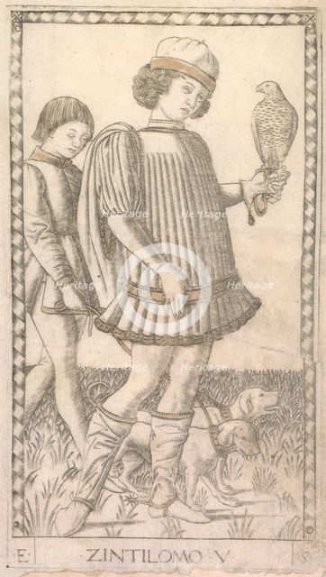 Gentleman (from the Tarocchi series E: Conditions of Man, #5), c. 1465. Creator: Master of the E-Series Tarocchi (Italian, 15th century).