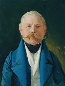 Gentleman in a blue skirt and white vest, 1838. Creator: Johann Baptist Reiter