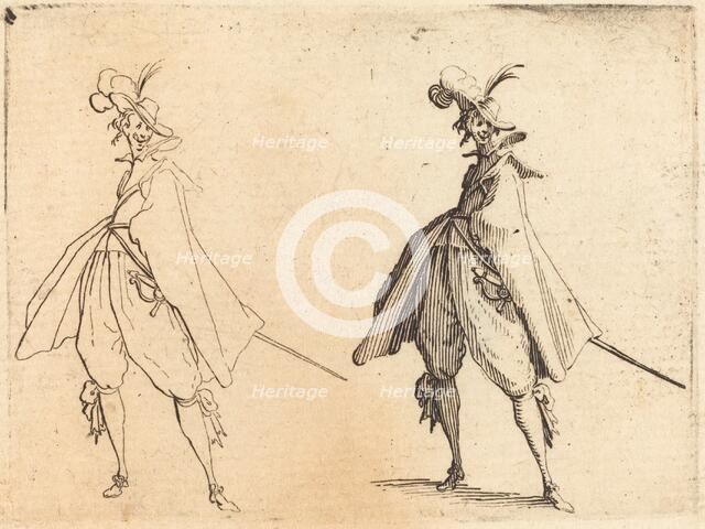 Gentleman in Large Mantle, Front View, c. 1617. Creator: Jacques Callot.