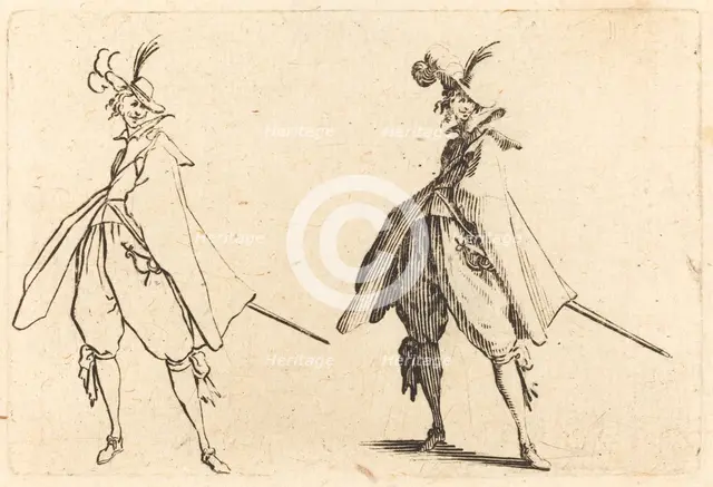 Gentleman in Large Mantle, Front View, c. 1622. Creator: Jacques Callot.