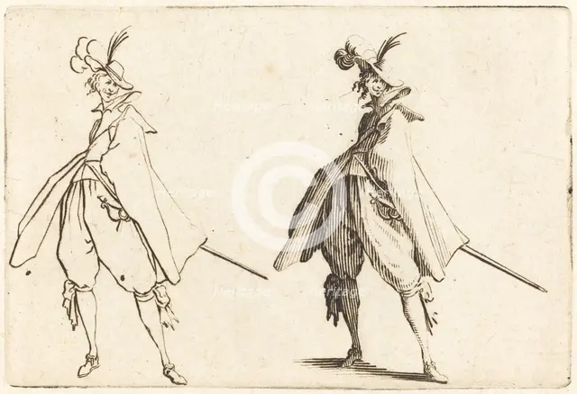 Gentleman in Large Mantle, Front View, c. 1622. Creator: Jacques Callot.