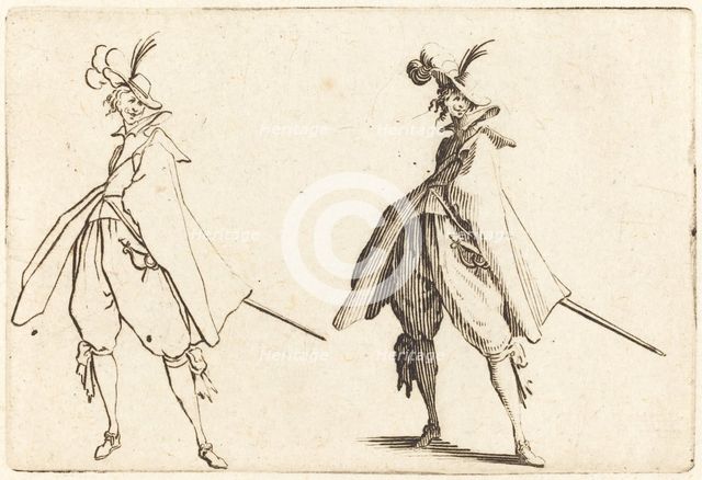Gentleman in Large Mantle, Front View, c. 1622. Creator: Jacques Callot.