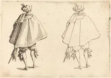 Gentleman in Large Mantle, Seen from Behind, c. 1617. Creator: Jacques Callot