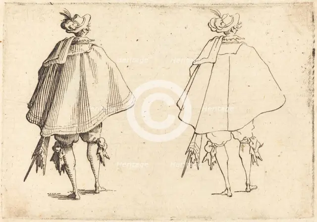Gentleman in Large Mantle, Seen from Behind, c. 1617. Creator: Jacques Callot.