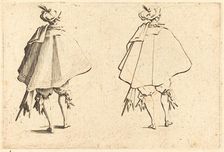 Gentleman in Large Mantle, Seen from Behind, c. 1622. Creator: Jacques Callot
