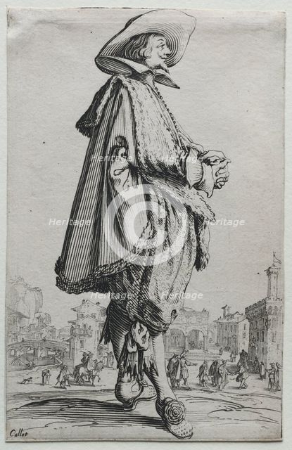 Gentleman Standing in Profile with Clasped Hands. Creator: Jacques Callot (French, 1592-1635).