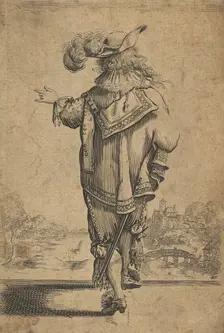 Gentleman Seen from the Back Indicating a Landscape, after 1629. Creator: Unknown