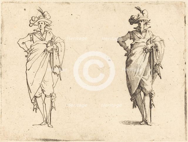Gentleman Viewed from the Front with Hand on Hip, c. 1617. Creator: Jacques Callot.