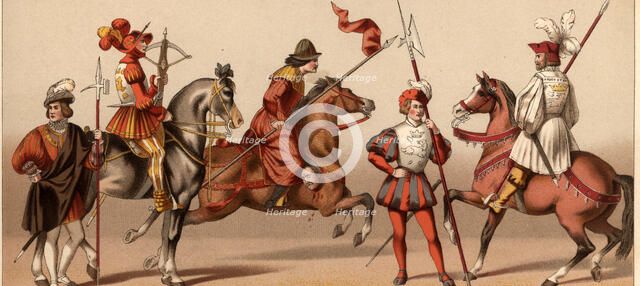 Gentlemen, crossbowman and halberdier in 1507-1520. Reigns of Louis XII and Francis I of France.