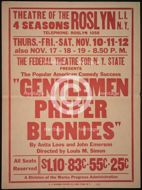 Gentlemen Prefer Blondes, Roslyn, NY, 1938. Creator: Unknown.