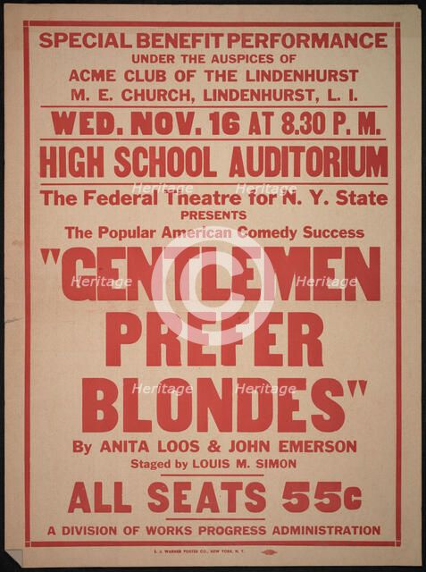 Gentlemen Prefer Blondes, Roslyn, NY, 1938. Creator: Unknown.