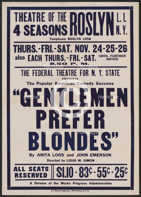 Gentlemen Prefer Blondes, Roslyn, NY, 1938. Creator: Unknown.