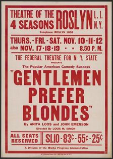 Gentlemen Prefer Blondes, Roslyn, NY, 1938. Creator: Unknown