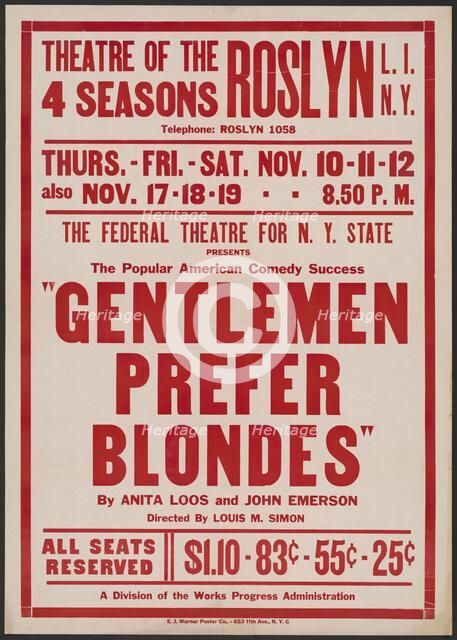 Gentlemen Prefer Blondes, Roslyn, NY, 1938. Creator: Unknown.