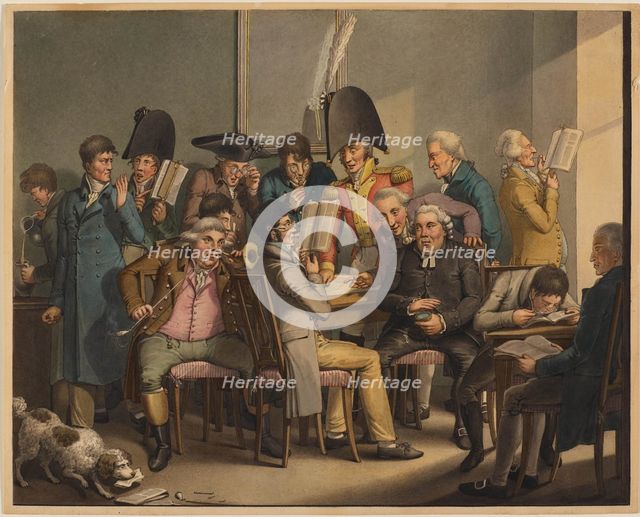 Gentlemen's Circle in the Reading Room. Scenes of life during the Biedermeier period. Creator: Opiz, Georg Emanuel (1775-1841).