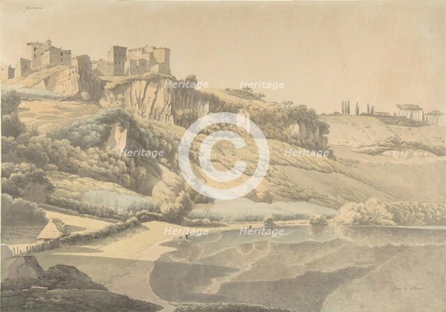 Genzano and Lake Nemi, early 19th century. Creator: Josephus Augustus Knip.