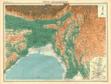 Geographical map of the north-eastern section of India, early 20th century