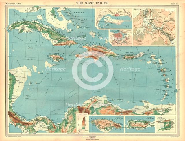 Geographical map of the West Indies. Artist: Unknown.