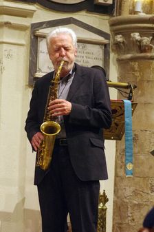 Geoff Simkins, Geoff Simkins - Howard Alden Trio, St Andrews Church, Hove, East Sussex, 21 Oct 2022. Creator: Brian O'Connor