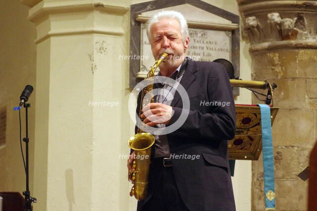 Geoff Simkins, Geoff Simkins – Howard Alden Trio, St Andrews Church, Hove, East Sussex, 21 Oct 2022. Creator: Brian O'Connor.