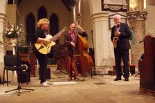 Geoff Simkins - Howard Alden Trio, St Andrews Church, Hove, East Sussex, 21 Oct 2022. Creator: Brian O'Connor