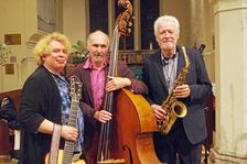 Geoff Simkins - Howard Alden Trio, St Andrews Church, Hove, East Sussex, 21 Oct 2022. Creator: Brian O'Connor