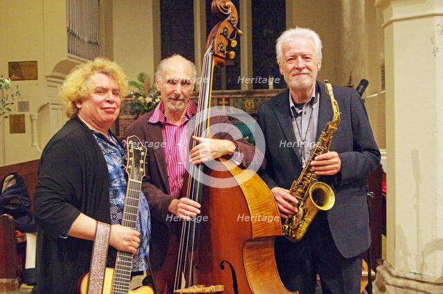 Geoff Simkins - Howard Alden Trio, St Andrews Church, Hove, East Sussex, 21 Oct 2022. Creator: Brian O'Connor.
