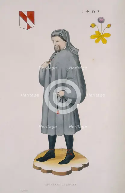 Geoffrey Chaucer, 1402, (1843). Creator: Henry Shaw.