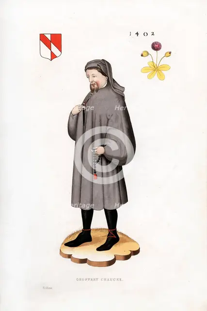 Geoffrey Chaucer, 1402, (1843).Artist: Henry Shaw