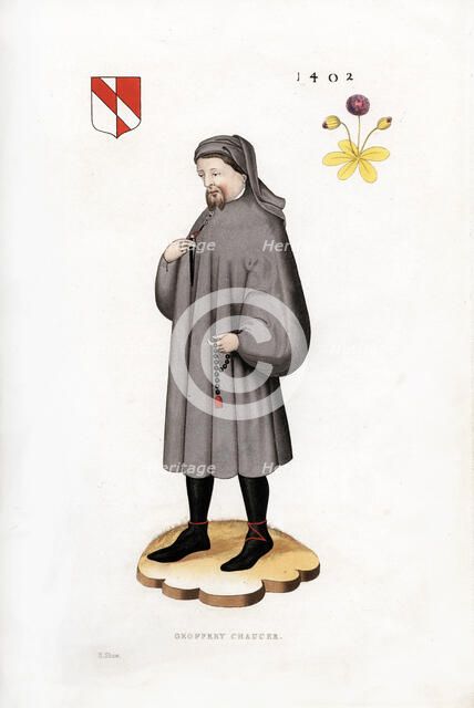 Geoffrey Chaucer, 1402, (1843).Artist: Henry Shaw